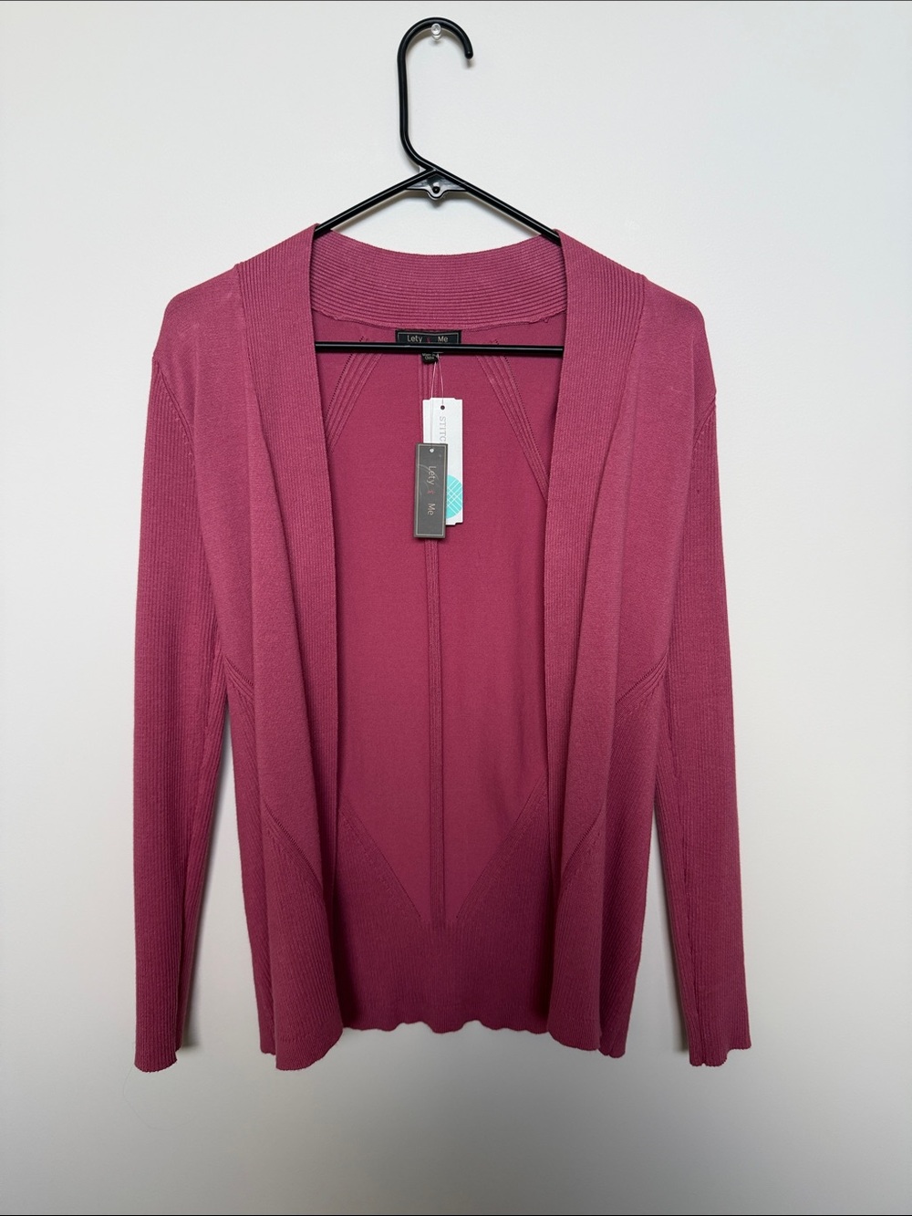 Open-Front Cardigan Sweater in Berry Pink by LIST